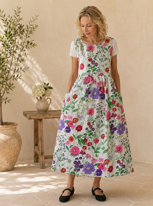 Wildflower Meadow Cotton Pinafore Apron