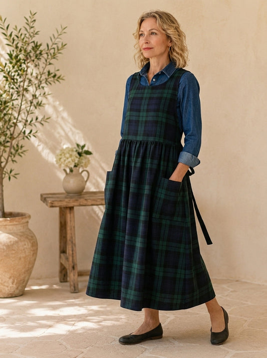 Highland Tartan Cotton Pinafore Apron