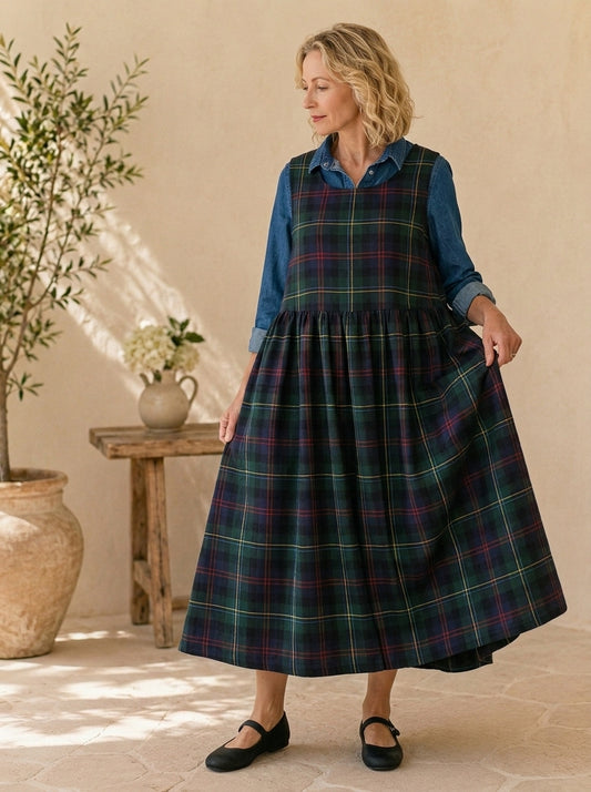 Heritage Tartan Cotton Pinafore Apron