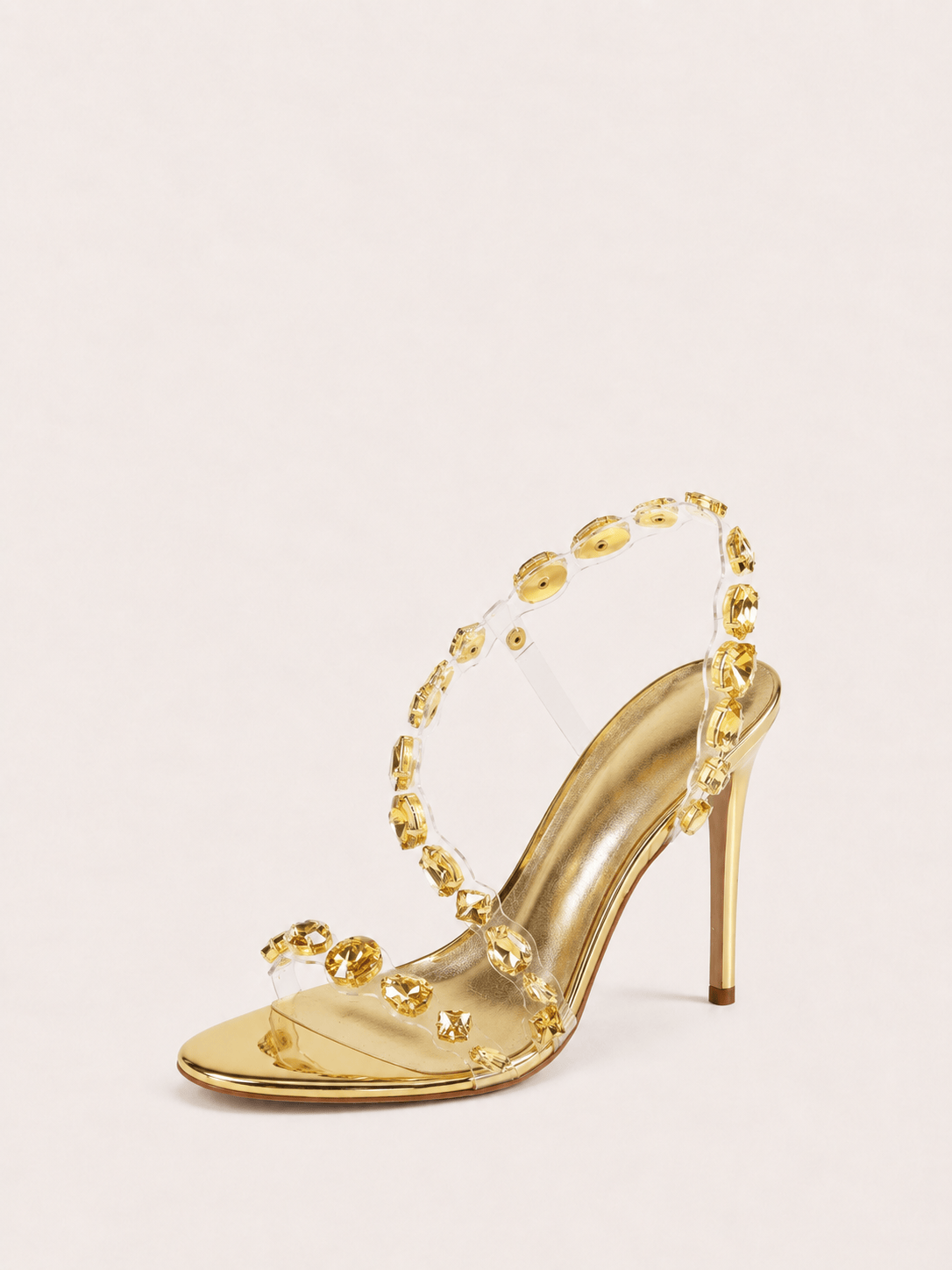Sparkly Embellished Crystal Clear Strappy Sandals