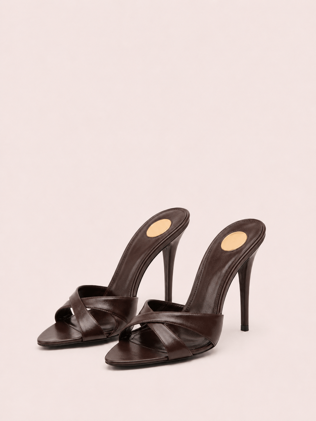 Stiletto Heel Slide Sandals Open Toe Criss Cross Straps Slip on Dress Heels