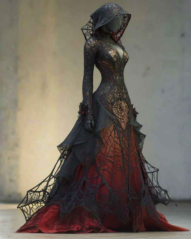 Giseabel Bohemian style  Contrasting Lace Spiderweb Embroidered Evening Dress 4252