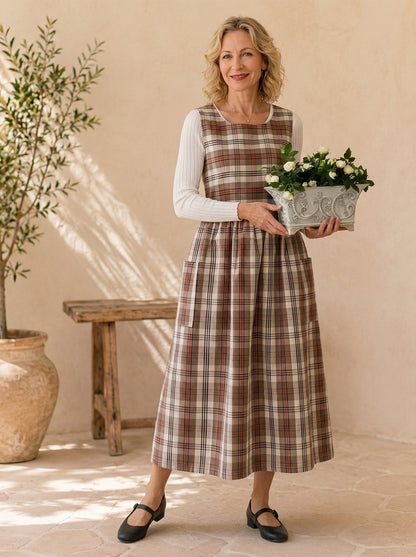 Autumn Heritage Plaid Cotton Pinafore Apron