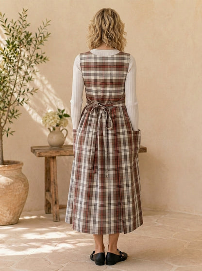 Autumn Heritage Plaid Cotton Pinafore Apron