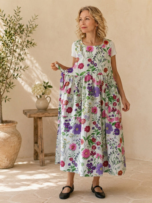 Wildflower Meadow Cotton Pinafore Apron