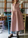 Vintage Pink Gingham Long Apron & Dress (2-in-1)