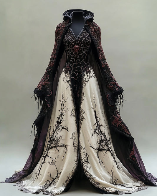 Women's Boho Witch Contrast Evening Dress 4052