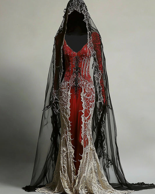 Giseabel Bohemian style  Contrasting Spiderweb Embroidered Lace Evening Dress a47a