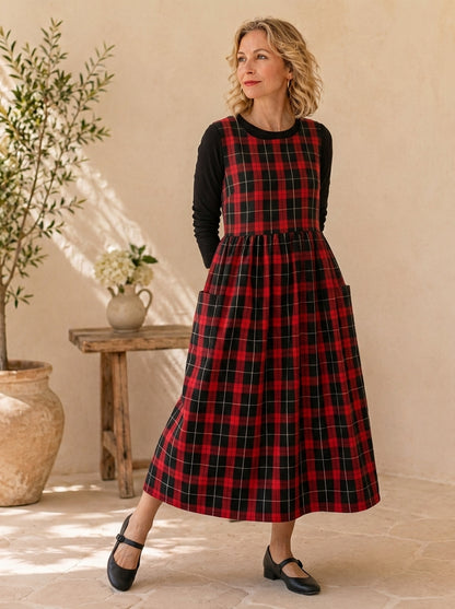Black & Red Tartan Cotton Pinafore Apron