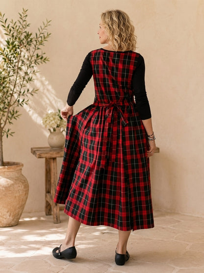 Black & Red Tartan Cotton Pinafore Apron
