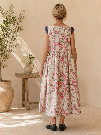 Pink Blossom Cotton Pinafore Apron
