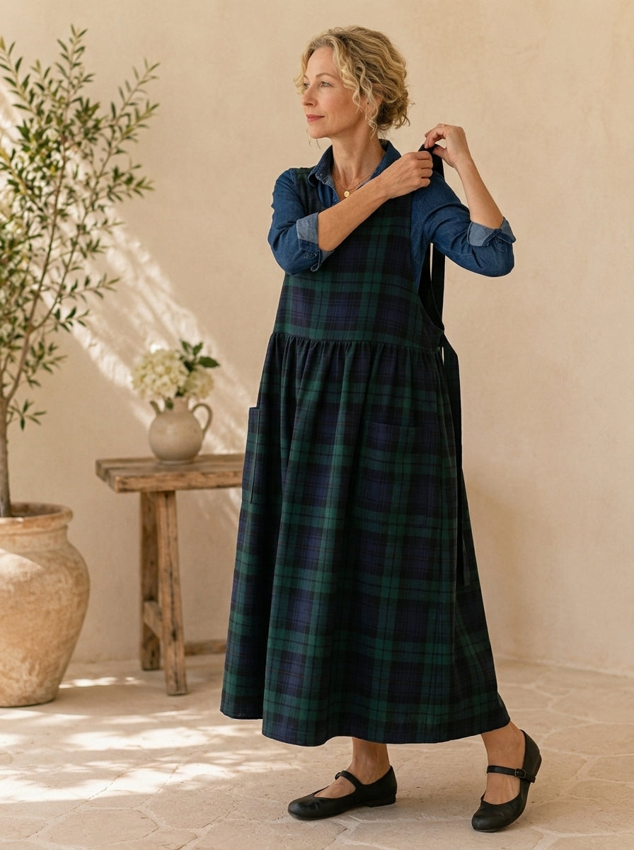 Highland Tartan Cotton Pinafore Apron