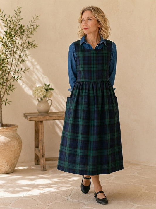 Highland Tartan Cotton Pinafore Apron