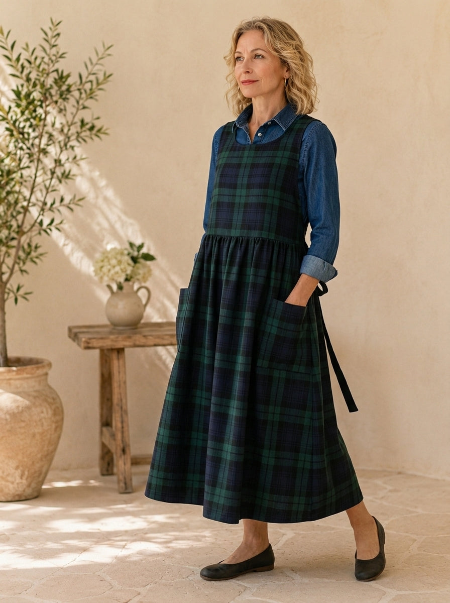 Highland Tartan Cotton Pinafore Apron