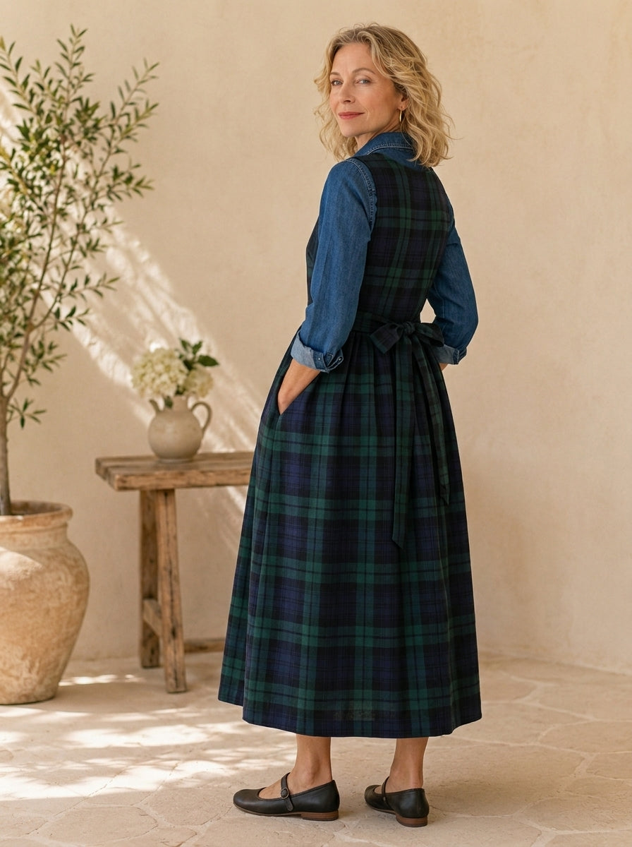Highland Tartan Cotton Pinafore Apron