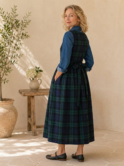 Highland Tartan Cotton Pinafore Apron