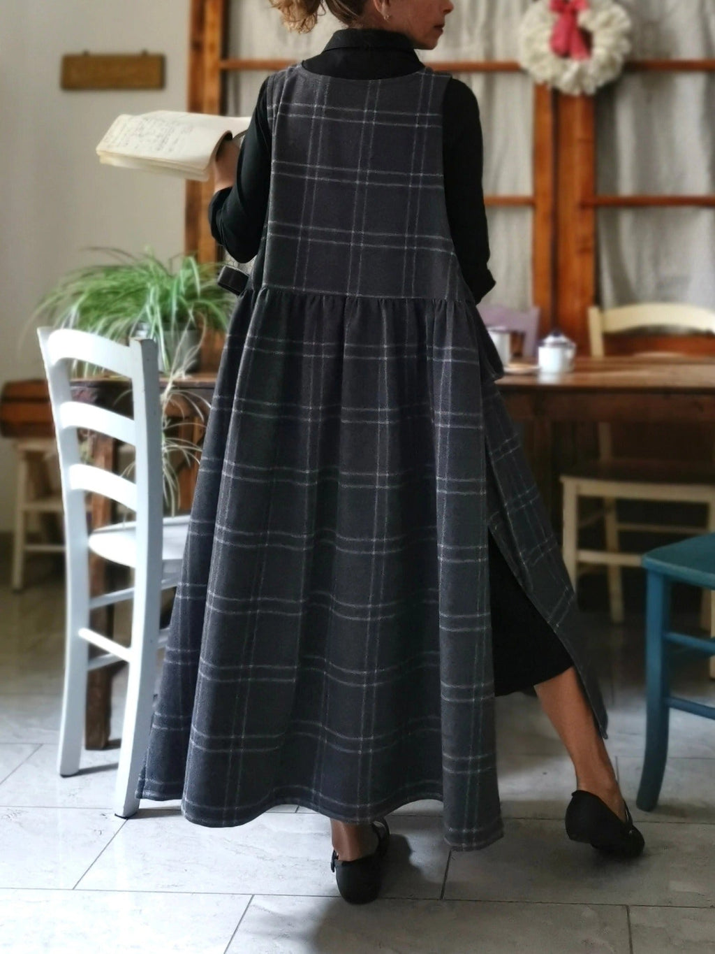Grey Tartan Apron