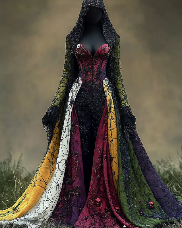 Women's Boho Witch Contrast Evening Dress 7f48