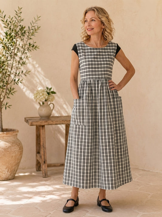 Classic Black Check Cotton Pinafore Apron