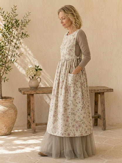 Rose Cottage Cotton Pinafore Apron