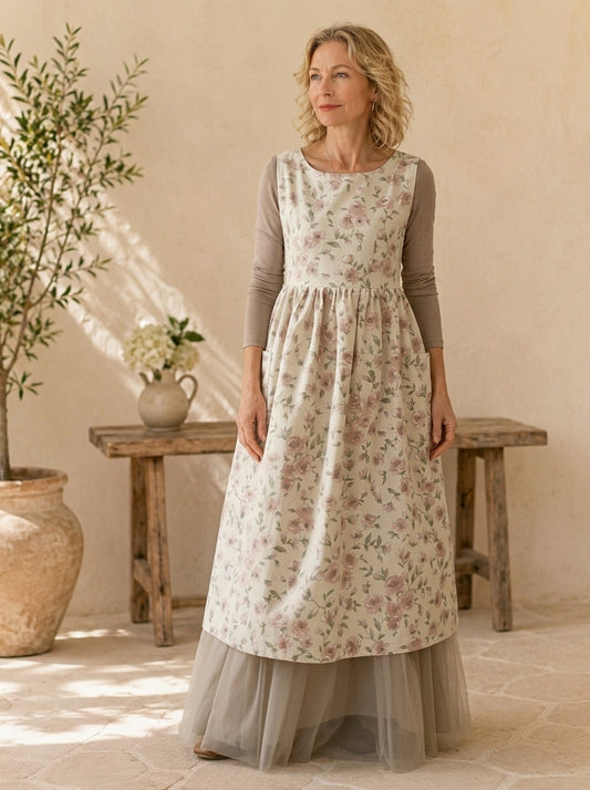 Rose Cottage Cotton Pinafore Apron