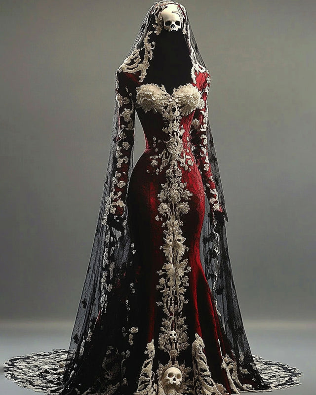 Giseabel Bohemian style  Contrasting Lace Embroidered Evening Dress 91c0