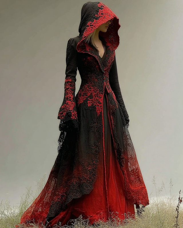 Giseabel Bohemian style Irregular Gradient Lace Patchwork Hooded Evening Dress bd6a