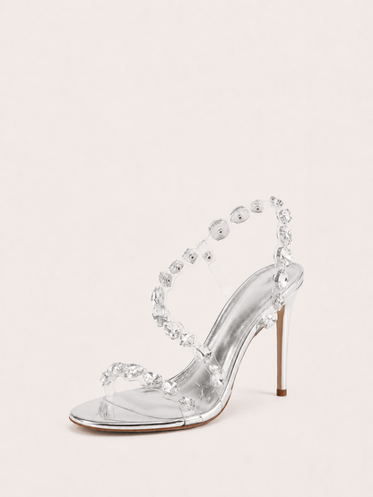 Sparkly Embellished Crystal Clear Strappy Sandals
