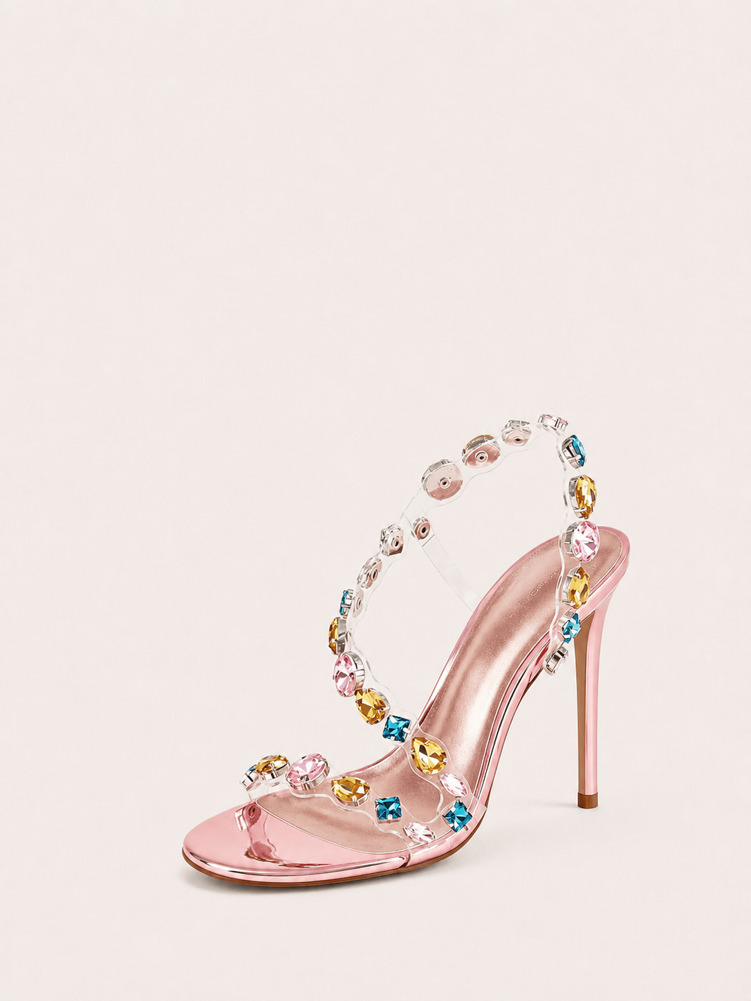 Sparkly Embellished Crystal Clear Strappy Sandals
