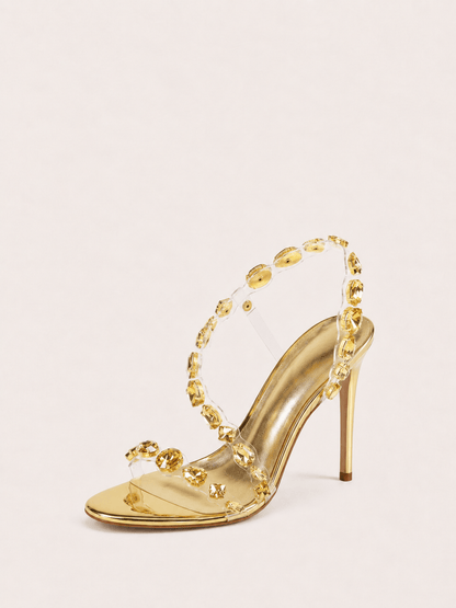 Sparkly Embellished Crystal Clear Strappy Sandals