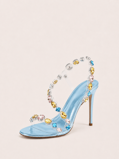 Sparkly Embellished Crystal Clear Strappy Sandals