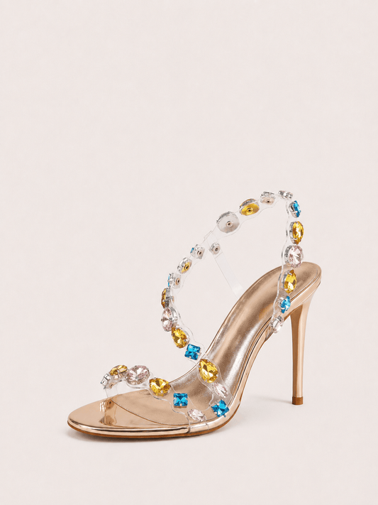 Sparkly Embellished Crystal Clear Strappy Sandals