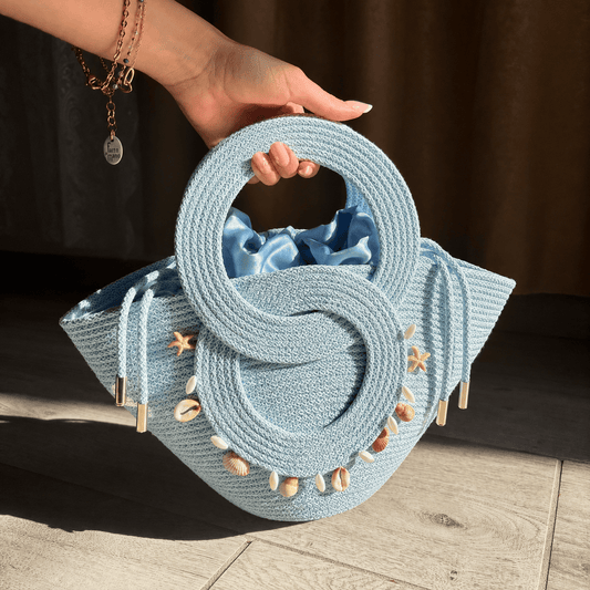 Coastal Loop Woven Handbag – Blue