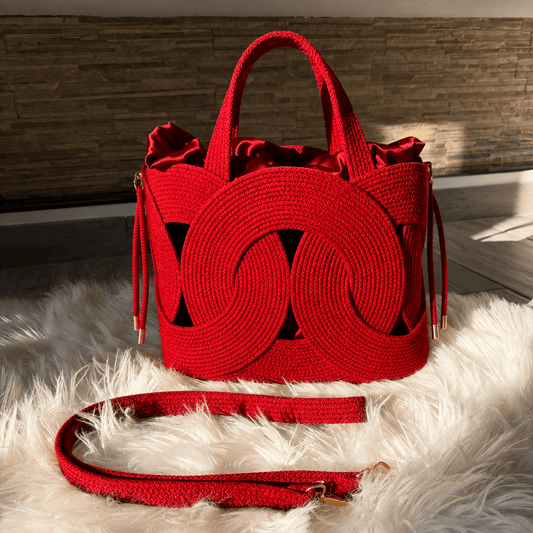 Sculpted Loop Woven Tote Bag – Red