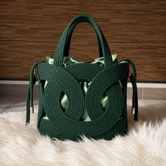 Sculpted Loop Woven Tote Bag – Green