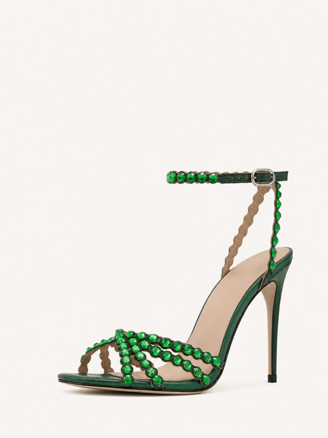 Rhinestone Stiletto High Heels Buckle Strappy Heeled Sandals