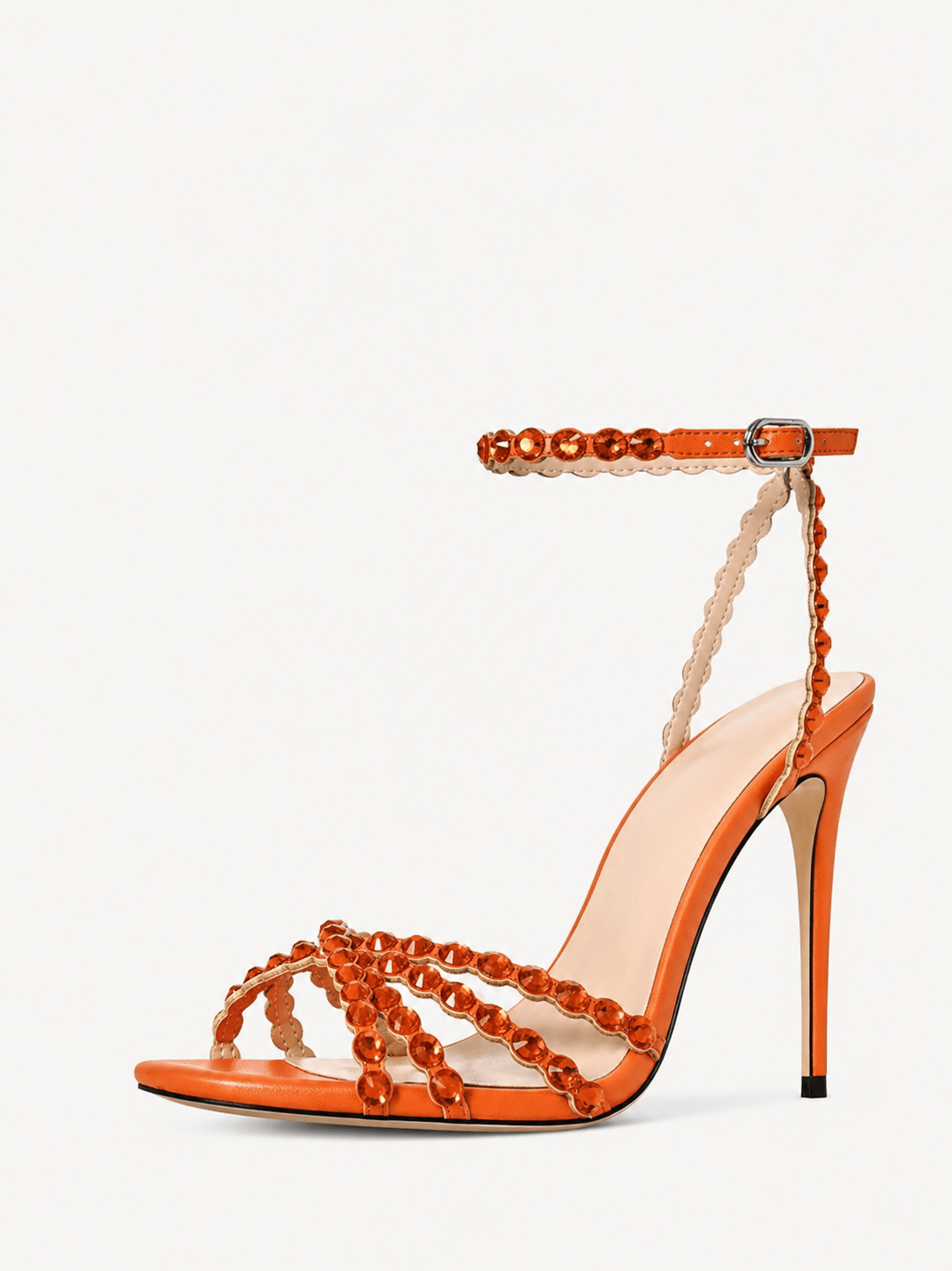 Rhinestone Stiletto High Heels Buckle Strappy Heeled Sandals