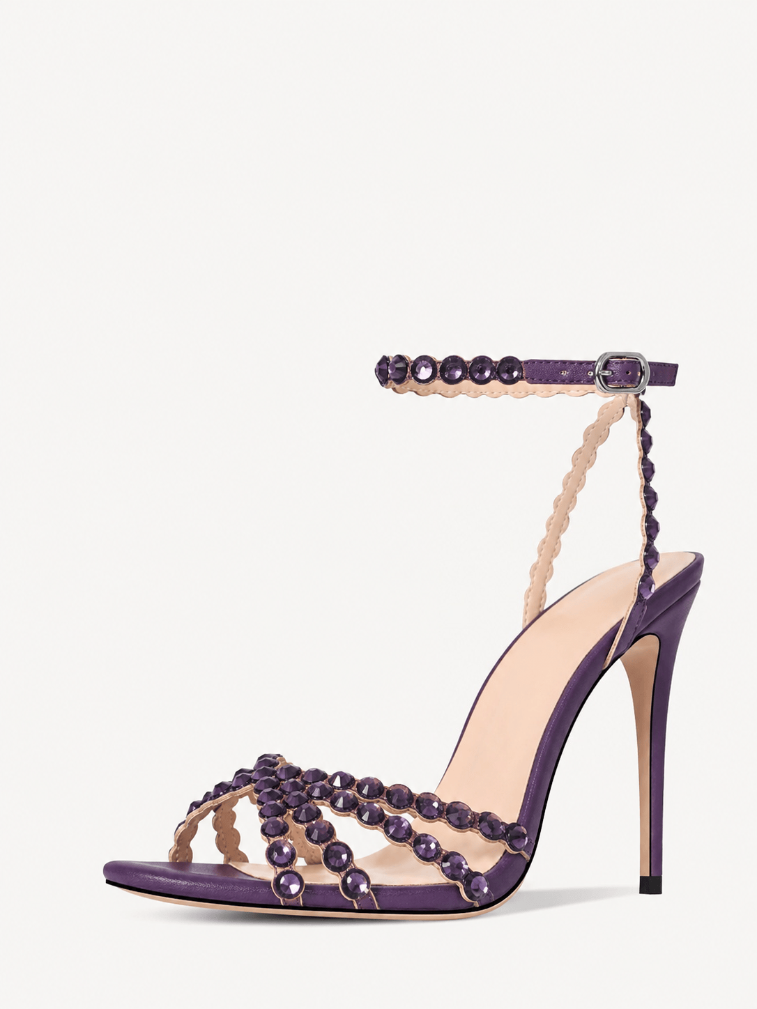Rhinestone Stiletto High Heels Buckle Strappy Heeled Sandals