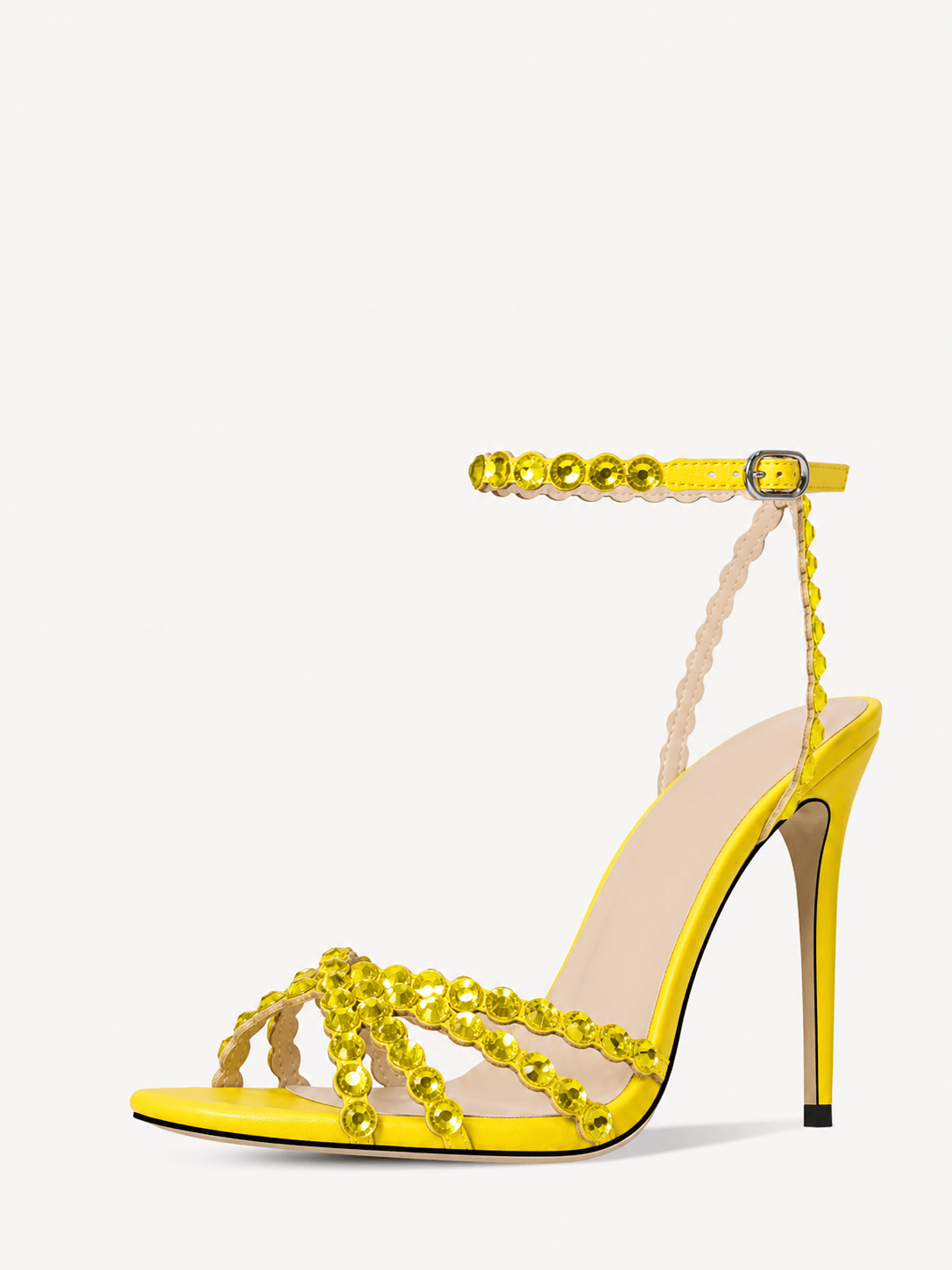 Rhinestone Stiletto High Heels Buckle Strappy Heeled Sandals