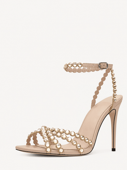 Rhinestone Stiletto High Heels Buckle Strappy Heeled Sandals