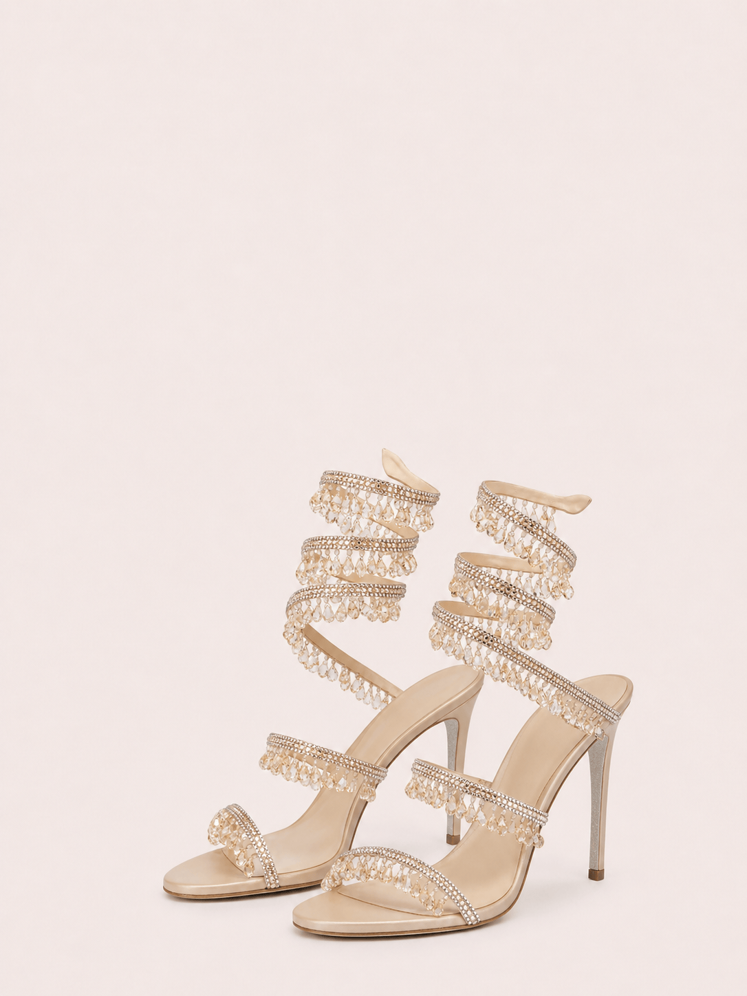 Rhinestone Wrap Around Strappy Stiletto High Heels