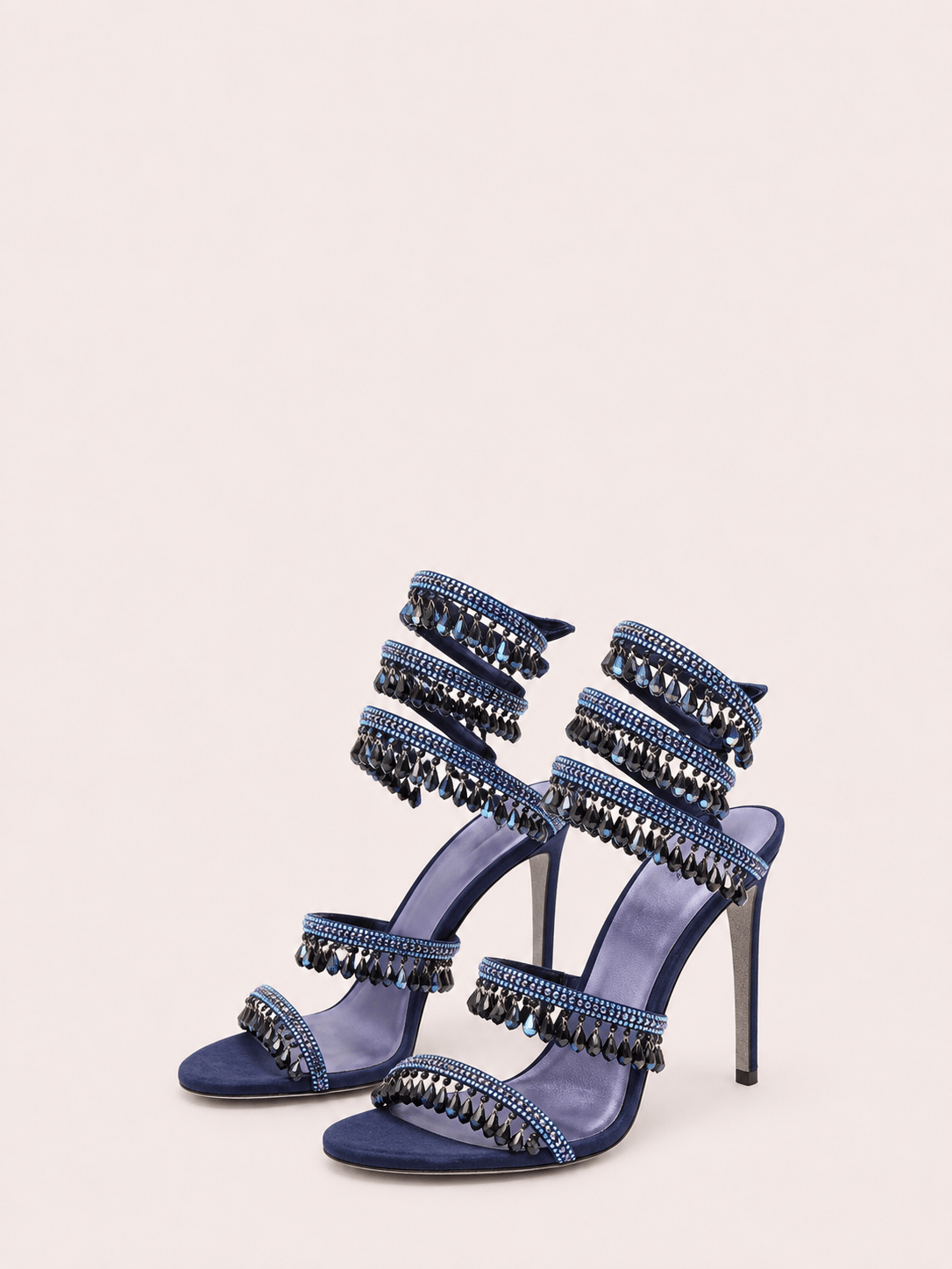 Rhinestone Wrap Around Strappy Stiletto High Heels