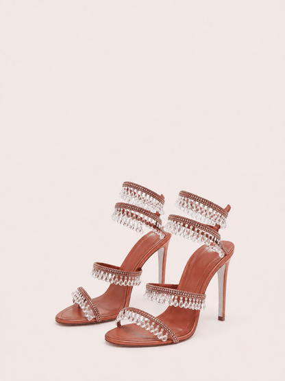 Rhinestone Wrap Around Strappy Stiletto High Heels