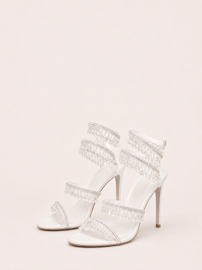 Rhinestone Wrap Around Strappy Stiletto High Heels
