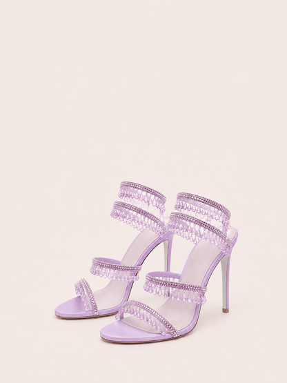 Rhinestone Wrap Around Strappy Stiletto High Heels