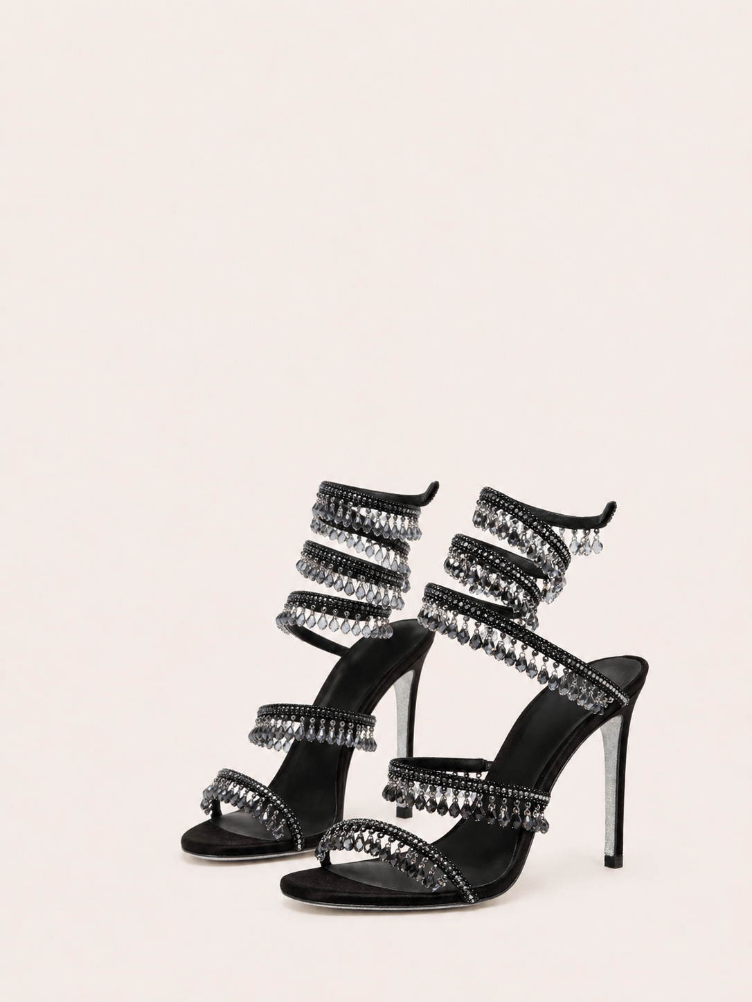 Rhinestone Wrap Around Strappy Stiletto High Heels