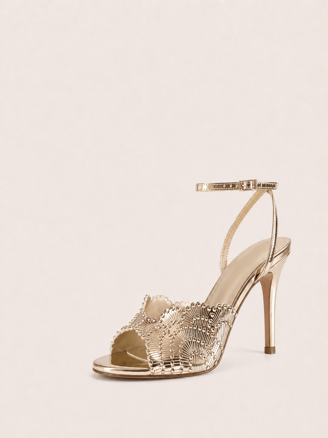 Round Open Toe High Heels Stilettos Strap Ankle Sparkly Heels