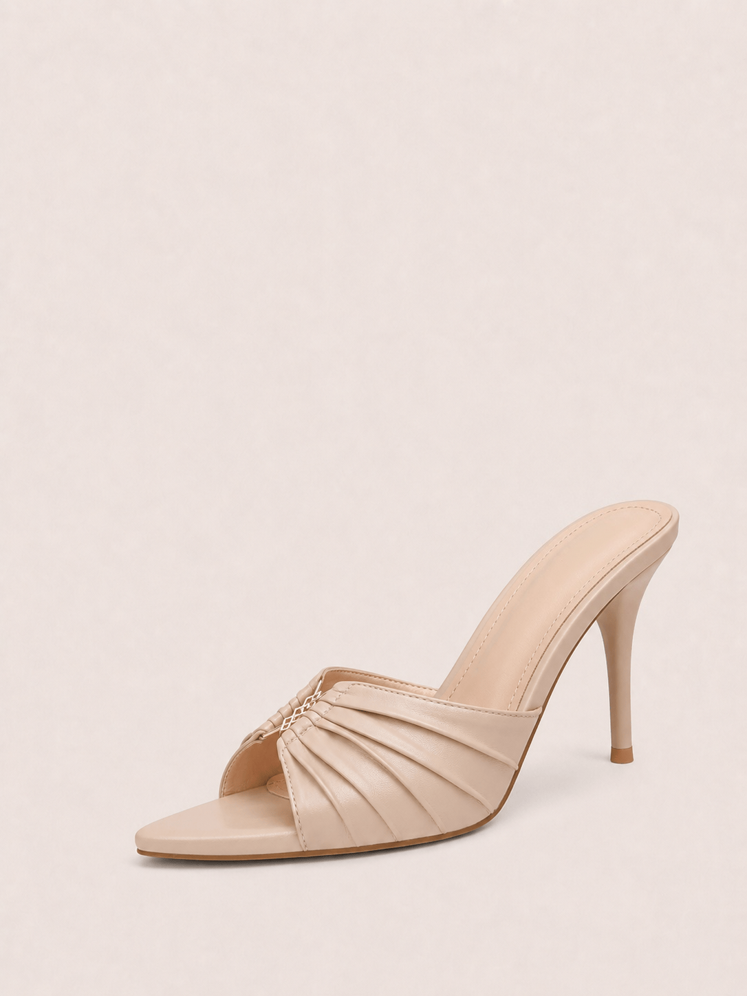 Stiletto Mules Heels with Gold Accents