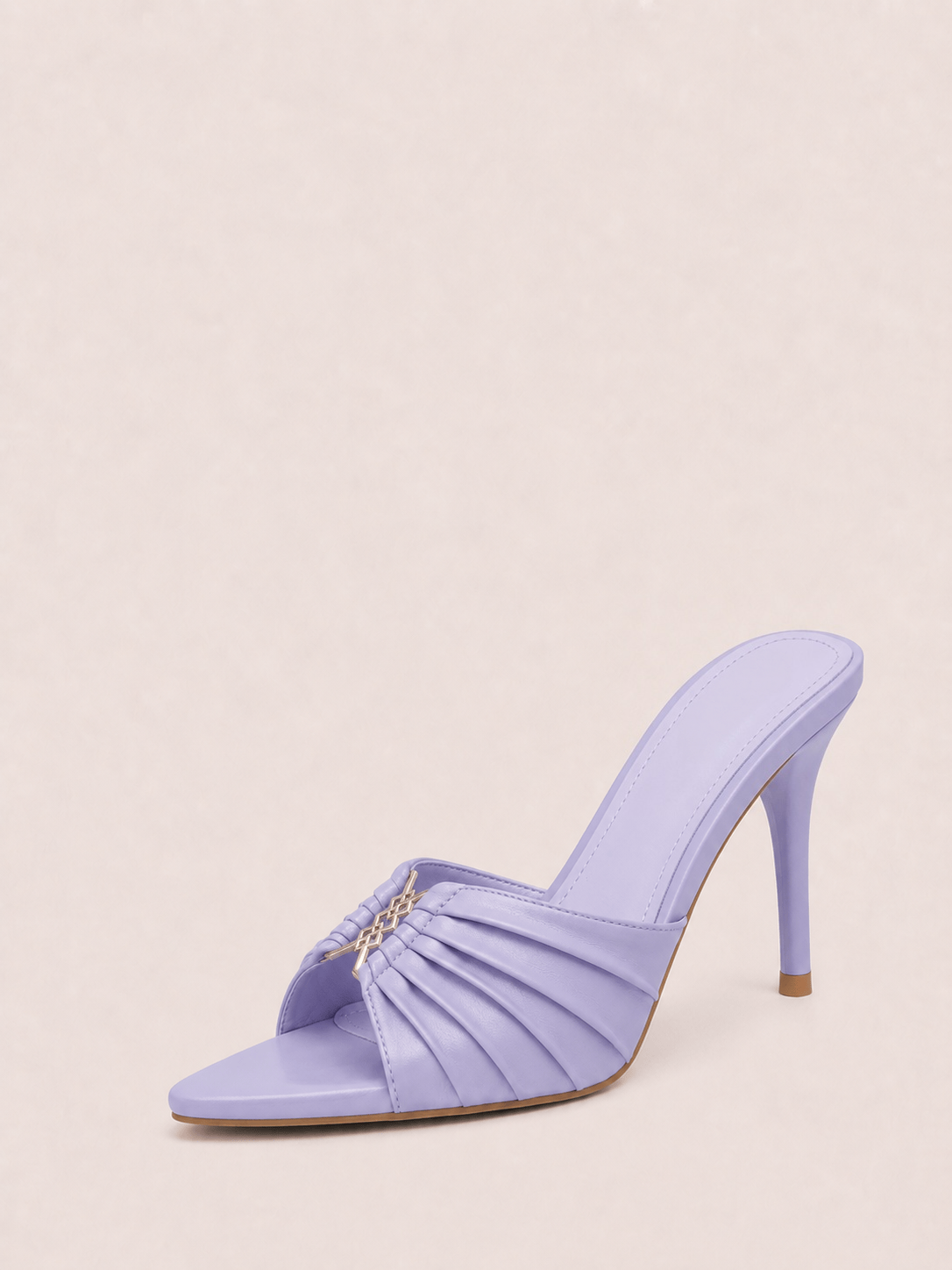 Stiletto Mules Heels with Gold Accents