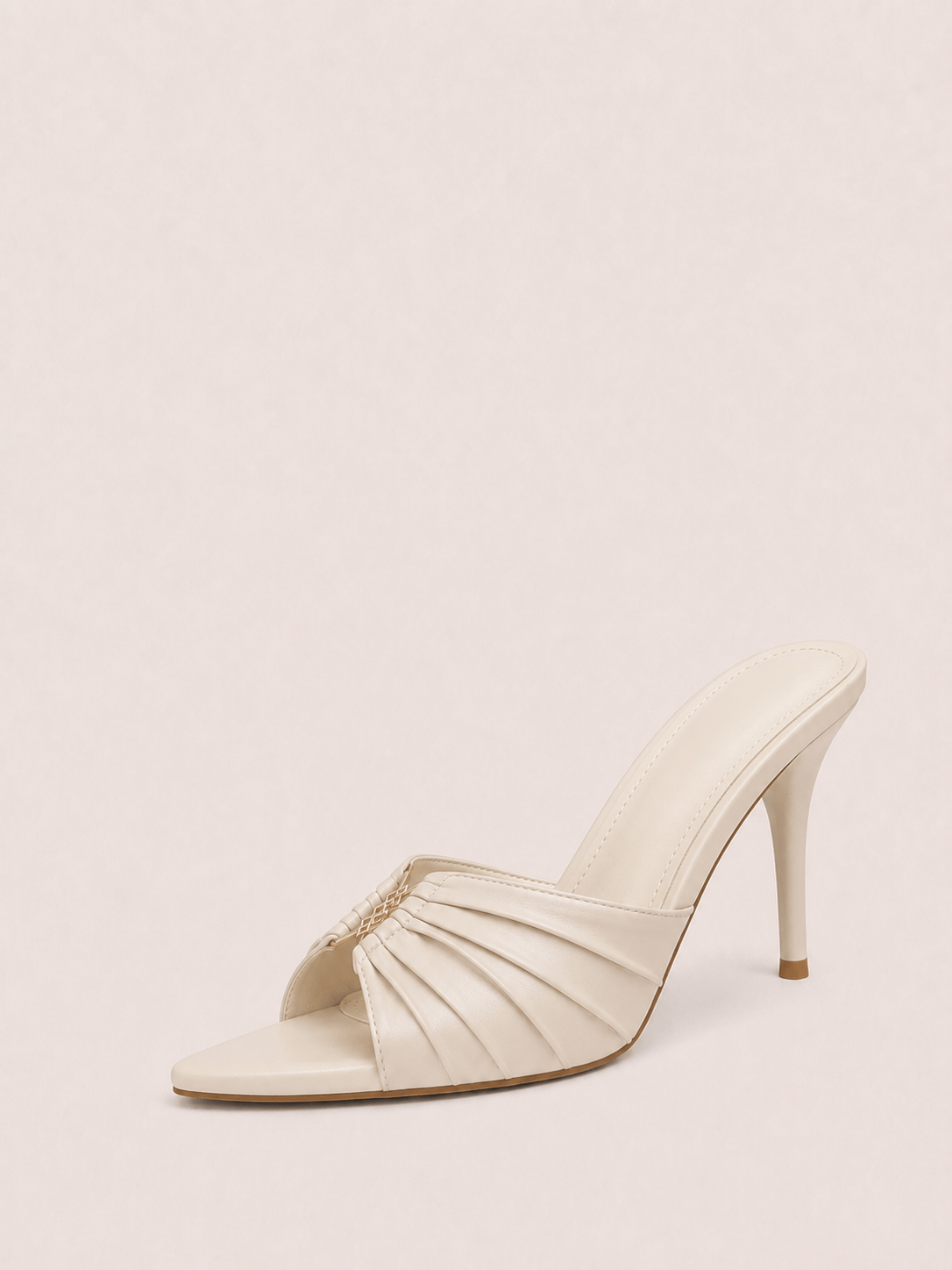 Stiletto Mules Heels with Gold Accents
